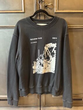 Off-White Virgil Black Crewneck Sweatshirt with industrial Graphic